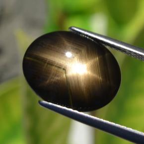 6.32캐럿 천연 검정색 스타 사파이어, 타원형 컷, 14.7×11.6 mm, 불투명체