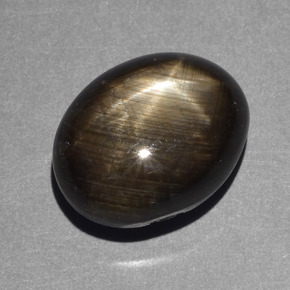 10.43캐럿 천연 검정색 스타 사파이어, 타원형 컷, 13.2×10.4 mm, 불투명체