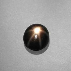1.09캐럿 천연 검정색 스타 사파이어, 라운드 컷, 5.86 mm, 불투명체