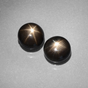 캐럿 천연 검정색 스타 사파이어 보석, 라운드 컷, 6.37 mm, 불투명체