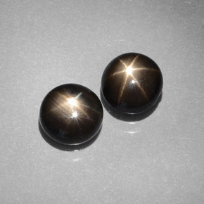 캐럿 천연 검정색 스타 사파이어 보석, 라운드 컷, 6.37 mm, 불투명체