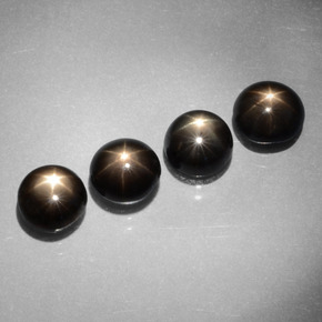 캐럿 천연 검은색 스타 사파이어 보석, 라운드 컷, 불투명체