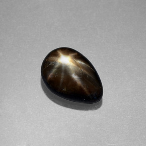 2.34캐럿 천연 검정색 스타 사파이어, 배 모양, 9.4×6.5 mm, 불투명체