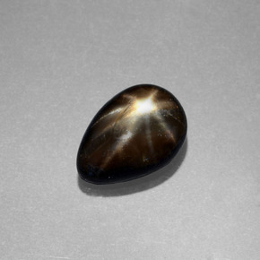 2.34캐럿 천연 검정색 스타 사파이어, 배 모양, 9.4×6.5 mm, 불투명체