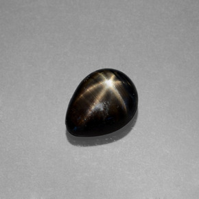 1.79캐럿 천연 검정색 스타 사파이어, 배 모양, 8×6.2 mm, 불투명체