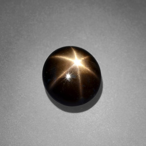 2.49캐럿 천연 검정색 스타 사파이어, 라운드 컷, 8.23 mm, 불투명체