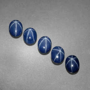 캐럿 천연 블루 스타 사파이어 보석, 타원형 컷, 7×5.1 mm, 불투명체