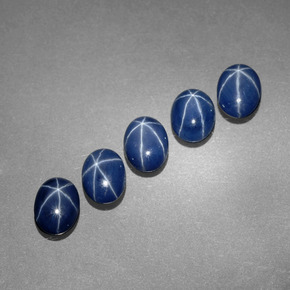 캐럿 천연 블루 스타 사파이어 보석, 타원형 컷, 7×5.1 mm, 불투명체