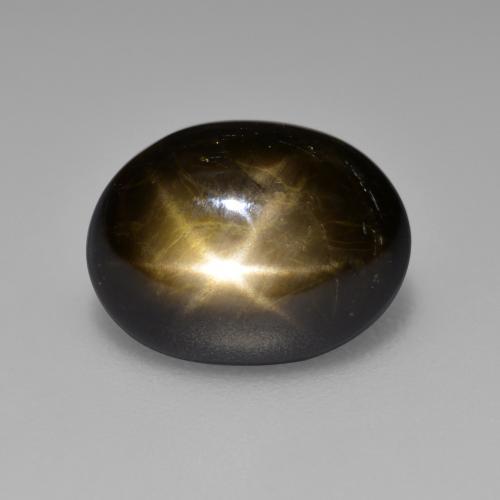 4.65캐럿 천연 검정색 스타 사파이어, 타원형 컷, 10.6×8.3 mm, 불투명체