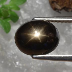4.91캐럿 천연 검정색 스타 사파이어, 타원형 컷, 10×8.1 mm, 불투명체