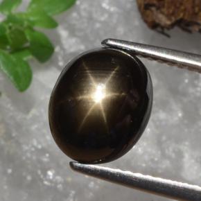 4.91캐럿 천연 검정색 스타 사파이어, 타원형 컷, 10×8.1 mm, 불투명체