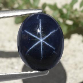 6.88캐럿 천연 블루 스타 사파이어, 타원형 컷, 10.6×8.5 mm, 불투명체