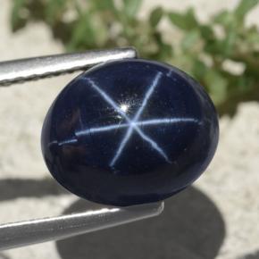 6.88캐럿 천연 블루 스타 사파이어, 타원형 컷, 10.6×8.5 mm, 불투명체