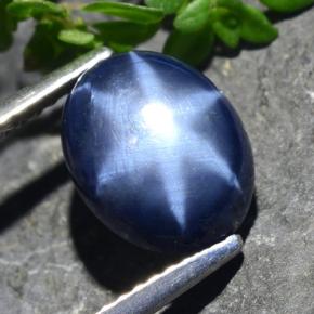 4.01캐럿 천연 블루 스타 사파이어, 타원형 컷, 9.9×7.8 mm, 불투명체