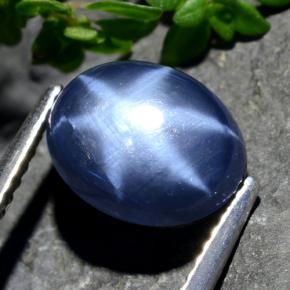 4.01캐럿 천연 블루 스타 사파이어, 타원형 컷, 9.9×7.8 mm, 불투명체