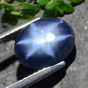 4.01캐럿 천연 블루 스타 사파이어, 타원형 컷, 9.9×7.8 mm, 불투명체