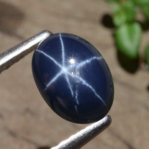 1.58캐럿 천연 딥 블루 스타 사파이어, 타원형 컷, 7.5×5.3 mm, 불투명체
