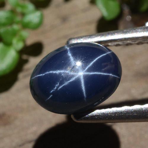 1.58캐럿 천연 딥 블루 스타 사파이어, 타원형 컷, 7.5×5.3 mm, 불투명체