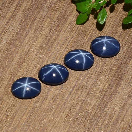 3.54캐럿 천연 트와일라잇 블루 스타 사파이어 보석, 타원형 컷, 7×5.1 mm, 불투명체