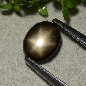 1.15캐럿 천연 검정색 스타 사파이어, 타원형 컷, 7.6×6.1 mm, 불투명체