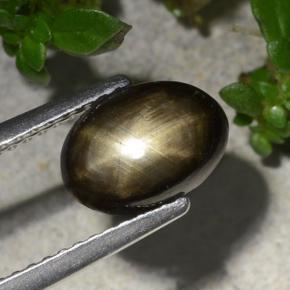 2.20캐럿 천연 검정색 스타 사파이어, 타원형 컷, 8.9×6.4 mm, 불투명체