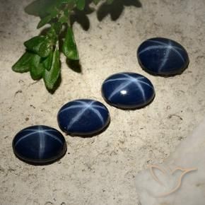 3.50캐럿 천연 진한 파랑 스타 사파이어 보석, 타원형, 불투명체