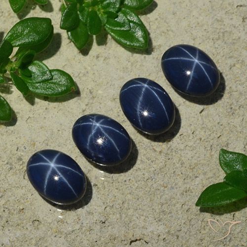 5.24캐럿 천연 딥 네이비 블루 스타 사파이어 보석, 타원형 컷, 7×5.2 mm, 불투명체