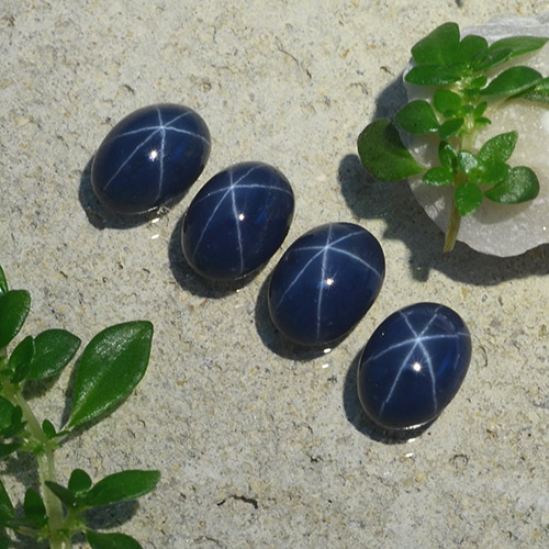 5.20캐럿 천연 딥 네이비 블루 스타 사파이어 보석, 타원형 컷, 6.8×5 mm, 불투명체