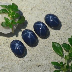 5.20캐럿 천연 딥 네이비 블루 스타 사파이어 보석, 타원형 컷, 6.8×5 mm, 불투명체