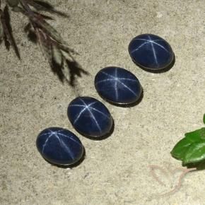 5.60캐럿 천연 진한 파란색 스타 사파이어 보석, 타원형, 불투명체
