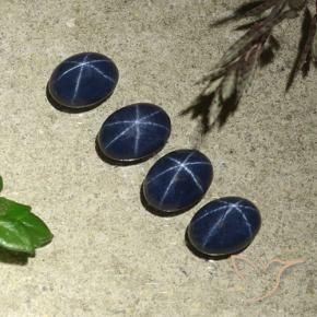 5.60캐럿 천연 진한 파란색 스타 사파이어 보석, 타원형, 불투명체