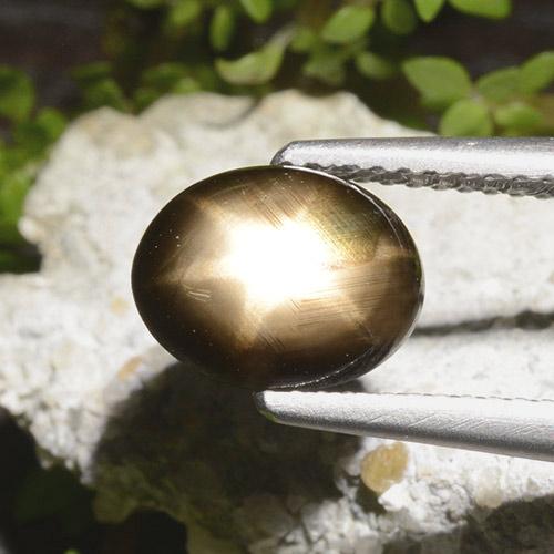 2.65캐럿 천연 검정색 스타 사파이어, 타원형 컷, 9.2×7.3 mm, 불투명체