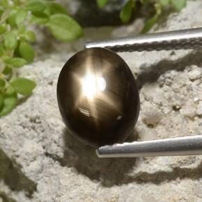 3.33캐럿 천연 검은색 스타 사파이어, 타원형 컷, 불투명체