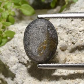 3.33캐럿 천연 검은색 스타 사파이어, 타원형 컷, 불투명체