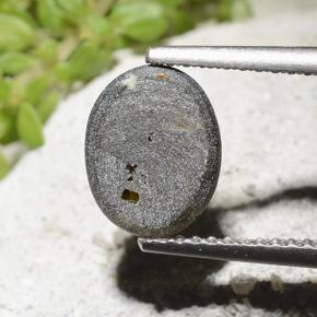 2.54캐럿 천연 검은색 스타 사파이어, 타원형 컷, 불투명체