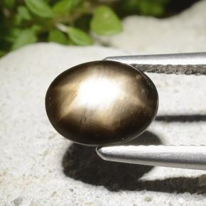 2.78캐럿 천연 검정색 스타 사파이어, 타원형 컷, 9.4×7.5 mm, 불투명체