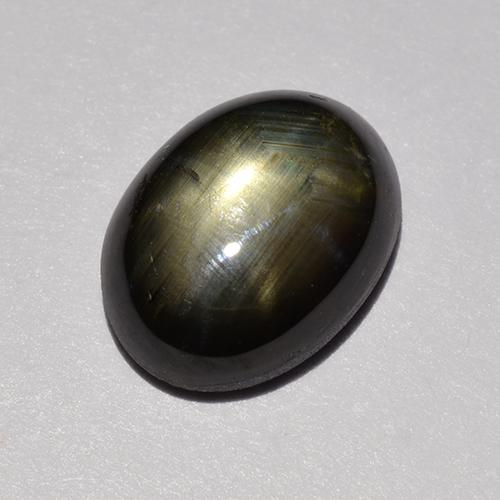 1.47캐럿 천연 검정색 스타 사파이어, 타원형 컷, 7.8×5.9 mm, 불투명체