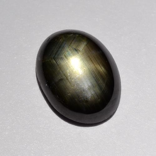 1.47캐럿 천연 검정색 스타 사파이어, 타원형 컷, 7.8×5.9 mm, 불투명체