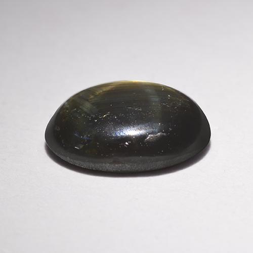 1.47캐럿 천연 검정색 스타 사파이어, 타원형 컷, 7.8×5.9 mm, 불투명체