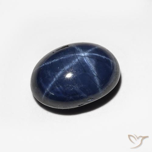 1.51ct 자연스러운 자정 블루 스타 사파이어, 타원형, 불투명체