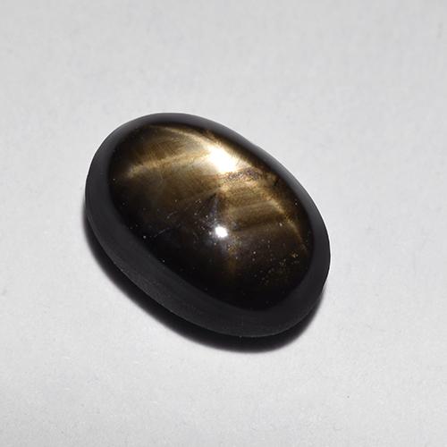 1.87캐럿 천연 검정색 스타 사파이어, 타원형 컷, 7.7×5.4 mm, 불투명체