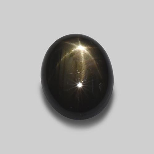1.62캐럿 천연 검정색 스타 사파이어, 타원형 컷, 7.7×5.8 mm, 불투명체