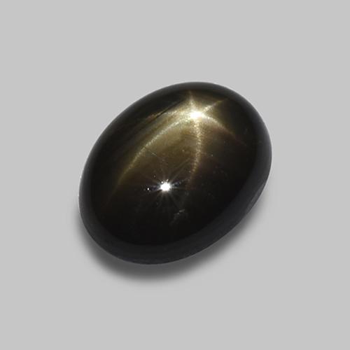 1.62캐럿 천연 검정색 스타 사파이어, 타원형 컷, 7.7×5.8 mm, 불투명체