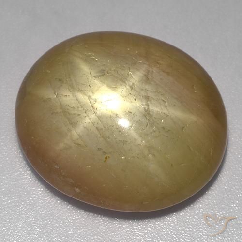 32.87ct 자연스러운 주황색 골드 스타 사파이어, 타원형, 불투명체