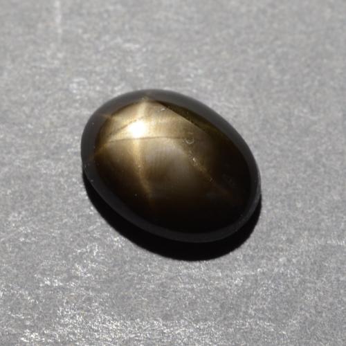 1.12캐럿 천연 검정색 스타 사파이어, 타원형 컷, 6.8×5.2 mm, 불투명체