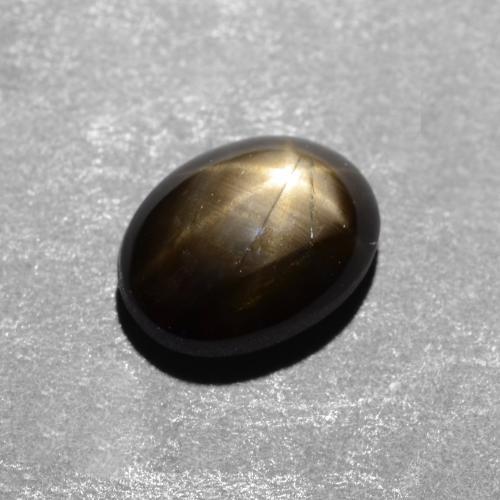 1.12캐럿 천연 검정색 스타 사파이어, 타원형 컷, 6.8×5.2 mm, 불투명체