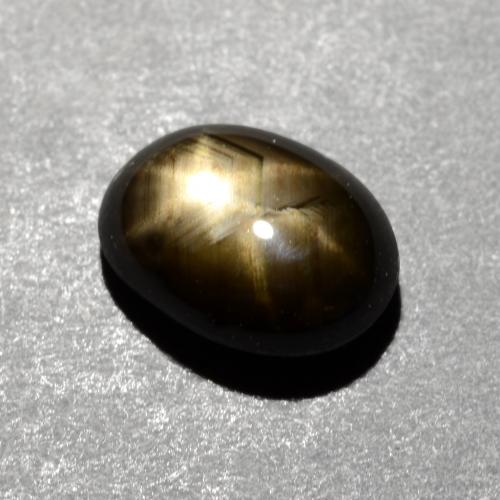 1.16캐럿 천연 검정색 스타 사파이어, 타원형 컷, 6.8×5.1 mm, 불투명체