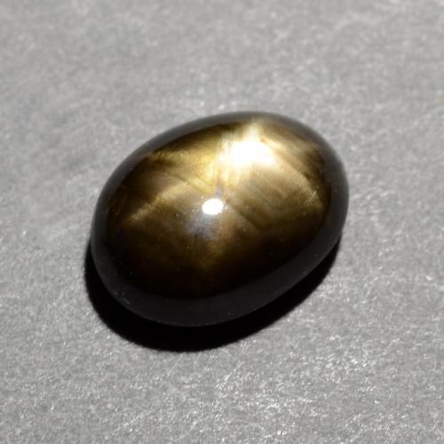 1.16캐럿 천연 검정색 스타 사파이어, 타원형 컷, 6.8×5.1 mm, 불투명체