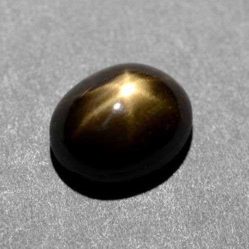 1.31캐럿 천연 검정색 스타 사파이어, 타원형 컷, 6.7×5.5 mm, 불투명체