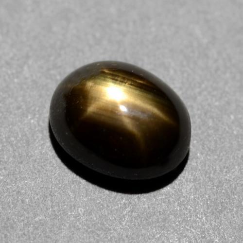 1.31캐럿 천연 검정색 스타 사파이어, 타원형 컷, 6.7×5.5 mm, 불투명체